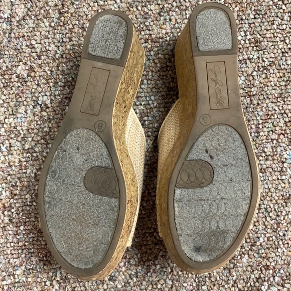 Jaclyn Smith Slip ons open toe tan 3” heels size 8 - Picture 10 of 12